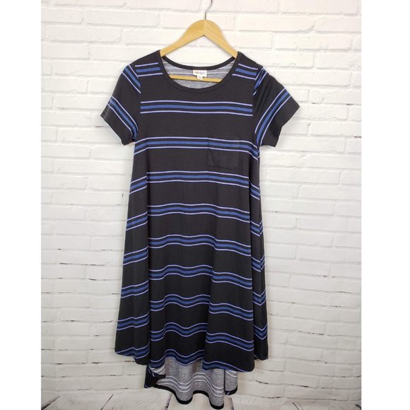LuLaRoe Dresses & Skirts - LuLaRoe Carly Dress Striped Blue Black